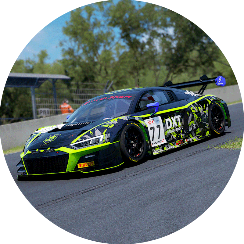 Close up of a audi gt3 in dexterity livery