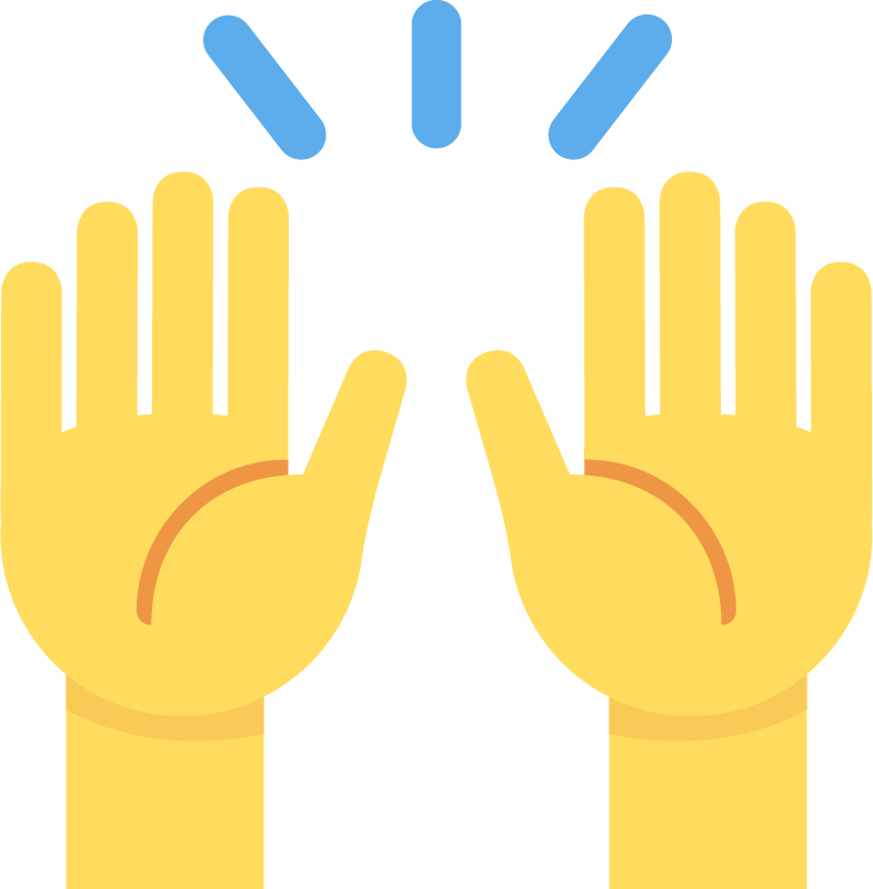 Emoji von zwei Händen, die beide ausgestreckt in die Luft zeigen