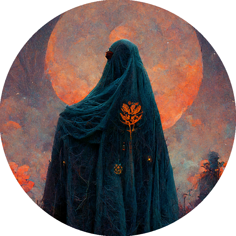 Profile picture of shatteredfusion: a person in a hope with a shimmering daytime while the moon is in the background
